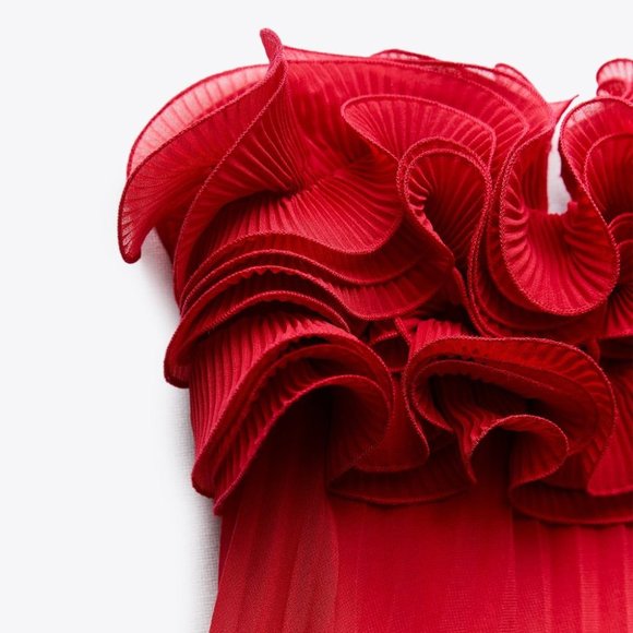 Zara Red Ruffle Mini Dress - Picture 7 of 12